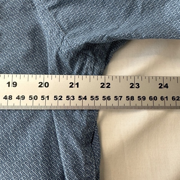 MONUMENT Men's Allover Geometric Short Sleeve Button Up Cotton Shirt Blue Large - Picture 6 of 9